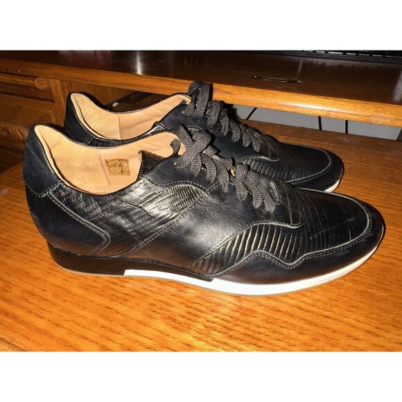 Paul Fredrick Mens Black Leather Office Shoes Sz 9.5 Lace Up Comfy EUC main image 4